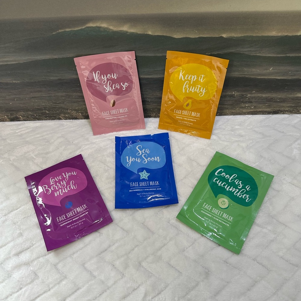 New Bath & Body Works Face Mask Facial Sheet Masks Berry Shea Sea Cucumber Fruit